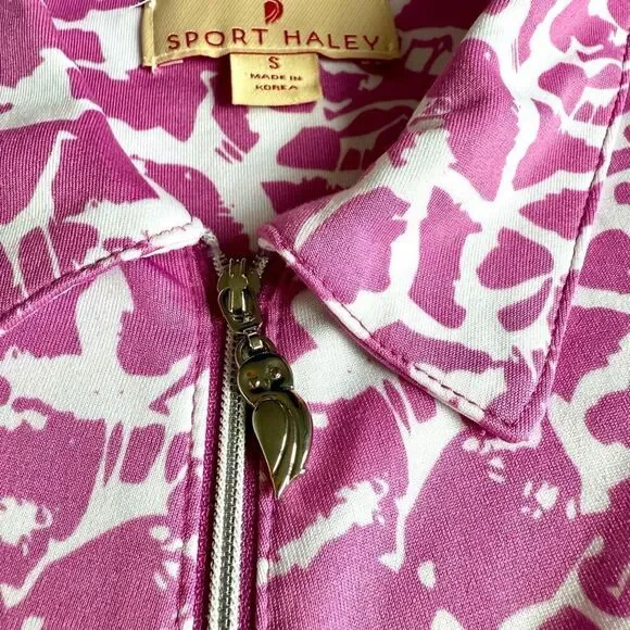 NWOT Sport Haley Women’s Pink Print 1/4 Zip Collared Sports Long Sleeve Top